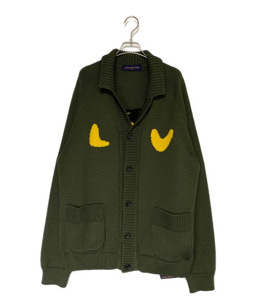 LOUIS VUITTON（ルイ ヴィトン）LOUIS VUITTON (ルイ ヴィトン) NIGO (ニゴ) バックロゴカーディガン オリーブ サイズ:SIZE 5Lの古着・服飾アイテム