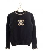 CHANELシャネル）の古着「カシミヤフロントロゴニット」｜ネイビー