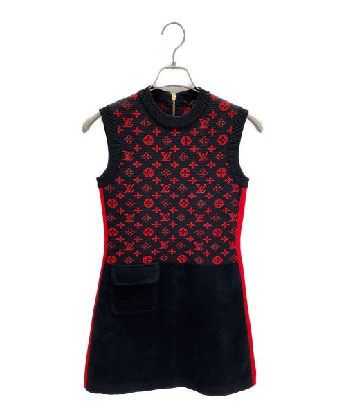 LOUIS VUITTON（ルイ ヴィトン）LOUIS VUITTON (ルイ ヴィトン) ノースリーブワンピース レッド×ブラック サイズ:XSの古着・服飾アイテム