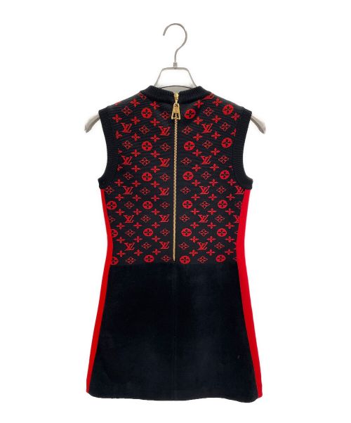 LOUIS VUITTON（ルイ ヴィトン）LOUIS VUITTON (ルイ ヴィトン) ノースリーブワンピース レッド×ブラック サイズ:XSの古着・服飾アイテム