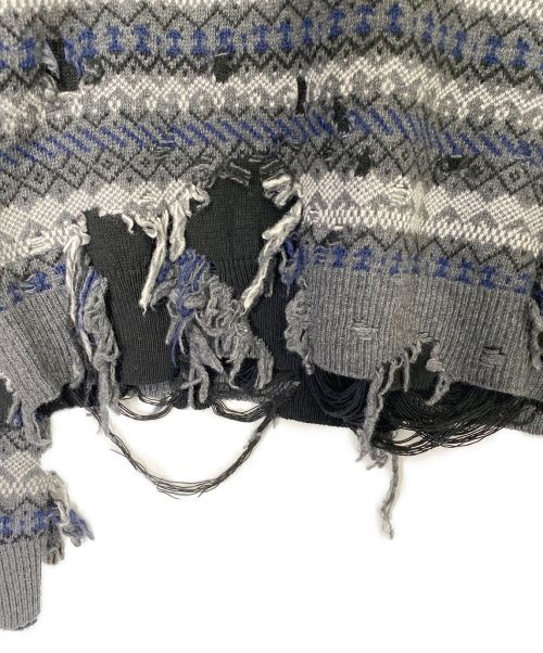 BALENCIAGA（バレンシアガ）BALENCIAGA (バレンシアガ) デストロイド クルーネック ニット グレー サイズ:Mの古着・服飾アイテム