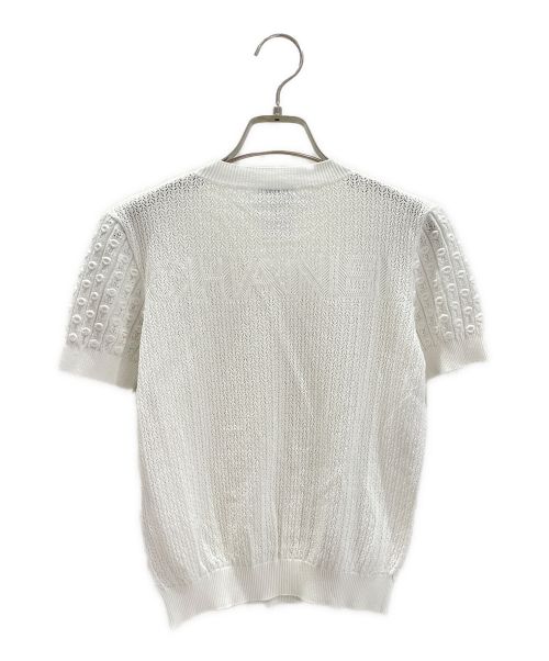CHANEL（シャネル）CHANEL (シャネル) バックロゴ半袖ニット ホワイト サイズ:34の古着・服飾アイテム