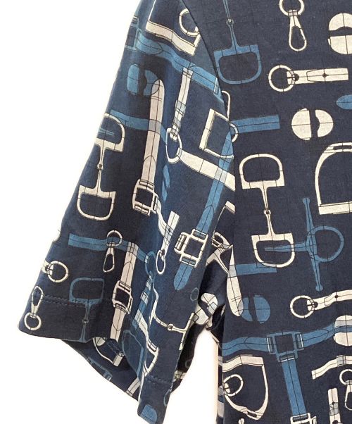 HERMES（エルメス）HERMES (エルメス) 総柄半袖Tシャツ ネイビー サイズ:XSの古着・服飾アイテム