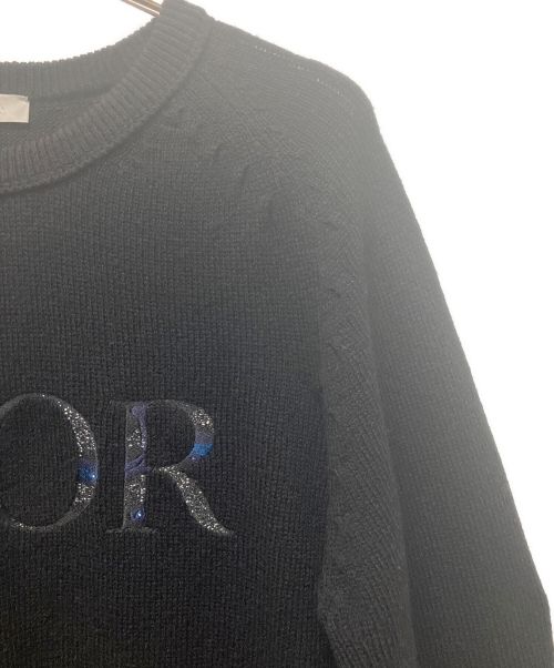 Dior（ディオール）Dior (ディオール) PETER DOIG (ピーター ドイグ) フロント刺繍ニット ブラック サイズ:XLの古着・服飾アイテム