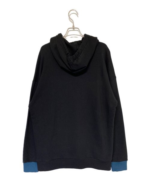 GIVENCHY（ジバンシィ）GIVENCHY (ジバンシィ) Vertical Embroidered Logo Hoody ブラック×ブルー サイズ:Sの古着・服飾アイテム