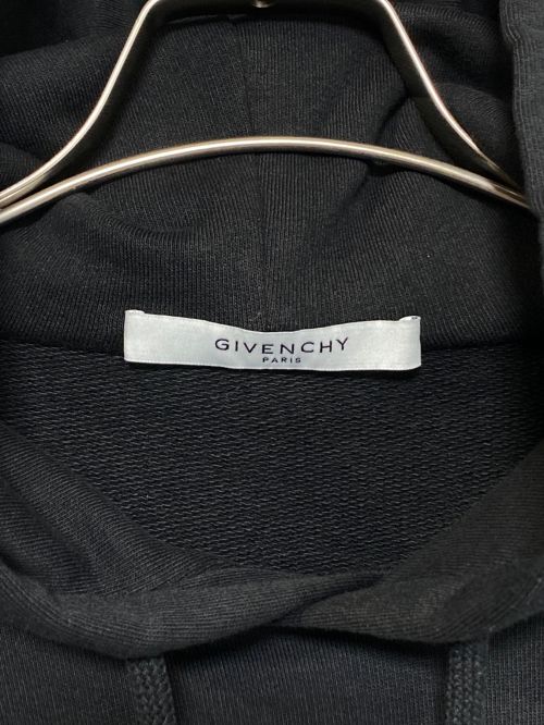 GIVENCHY（ジバンシィ）GIVENCHY (ジバンシィ) Vertical Embroidered Logo Hoody ブラック×ブルー サイズ:Sの古着・服飾アイテム