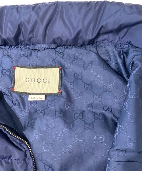 GUCCI（グッチ）GUCCI (グッチ) ロゴパッチダウンベスト ネイビー サイズ:40の古着・服飾アイテム