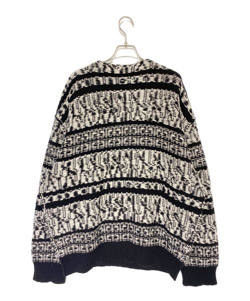 GIVENCHY（ジバンシィ）GIVENCHY (ジバンシィ) モチーフストライプジャカードウールニットプルオーバー セーター  ブラック×ホワイト サイズ:XSの古着・服飾アイテム