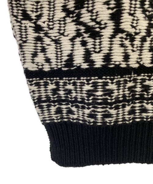 GIVENCHY（ジバンシィ）GIVENCHY (ジバンシィ) モチーフストライプジャカードウールニットプルオーバー セーター  ブラック×ホワイト サイズ:XSの古着・服飾アイテム