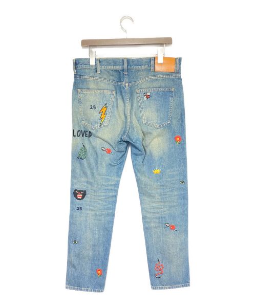GUCCI（グッチ）GUCCI (グッチ) Symbols Tapered Denim Pant インディゴ サイズ:34の古着・服飾アイテム