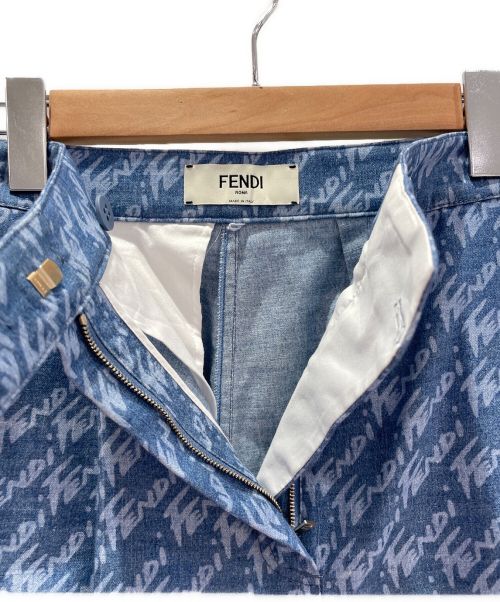 FENDI（フェンディ）FENDI (フェンディ) ロゴパンツ ブルー サイズ:38の古着・服飾アイテム