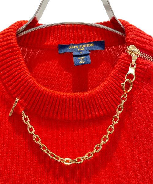 LOUIS VUITTON（ルイ ヴィトン）LOUIS VUITTON (ルイ ヴィトン) チェーンショルダージップニット レッド サイズ:36の古着・服飾アイテム