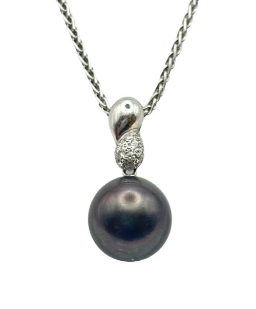 NO BRAND JEWELRY（ノーブランドジュエリー）NO BRAND JEWELRY (ノーブランドジュエリー) NO BRAND (ノー ブランド) ブラックパール メレダイヤ ネックレス サイズ:‐の古着・服飾アイテム