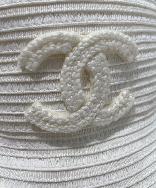 CHANEL（シャネル）CHANEL (シャネル) ペーパーバケットハット ホワイト サイズ:Mの古着・服飾アイテム