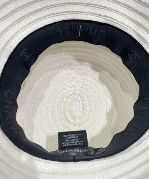 CHANEL（シャネル）CHANEL (シャネル) ペーパーバケットハット ホワイト サイズ:Mの古着・服飾アイテム