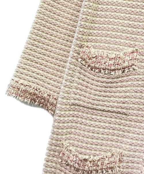 CHANEL（シャネル）CHANEL (シャネル) カシミヤ混ツイードニットコート ピンク サイズ:38の古着・服飾アイテム