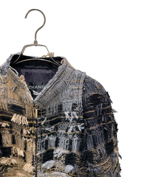 CHANEL（シャネル）CHANEL (シャネル) ツイードコート ベージュ×ブルー サイズ:38の古着・服飾アイテム