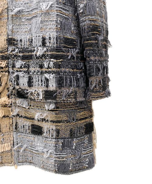 CHANEL（シャネル）CHANEL (シャネル) ツイードコート ベージュ×ブルー サイズ:38の古着・服飾アイテム