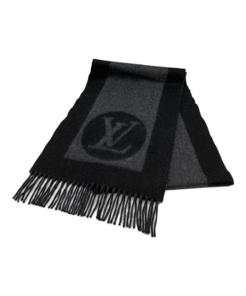 LOUIS VUITTON（ルイ ヴィトン）LOUIS VUITTON (ルイ ヴィトン) マフラー・カーディフ ブラック×グレーの古着・服飾アイテム