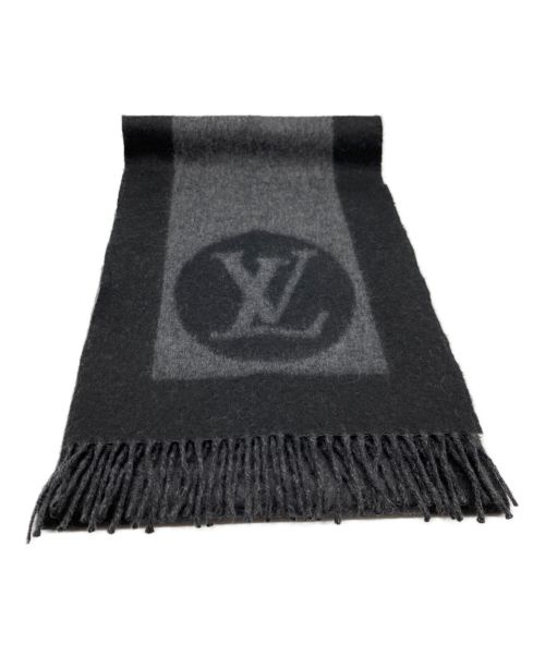 LOUIS VUITTON（ルイ ヴィトン）LOUIS VUITTON (ルイ ヴィトン) マフラー・カーディフ ブラック×グレーの古着・服飾アイテム