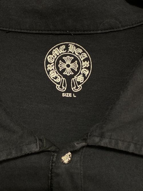 CHROME HEARTS（クロムハーツ）CHROME HEARTS (クロムハーツ) メタルボタンポロシャツ ブラック サイズ:Lの古着・服飾アイテム