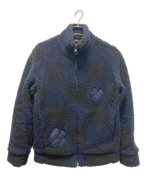 LOUIS VUITTON（ルイ ヴィトン）LOUIS VUITTON (ルイ ヴィトン) ロゴ刺繍ダミエボアフリースブルゾン ネイビー サイズ:XSの古着・服飾アイテム