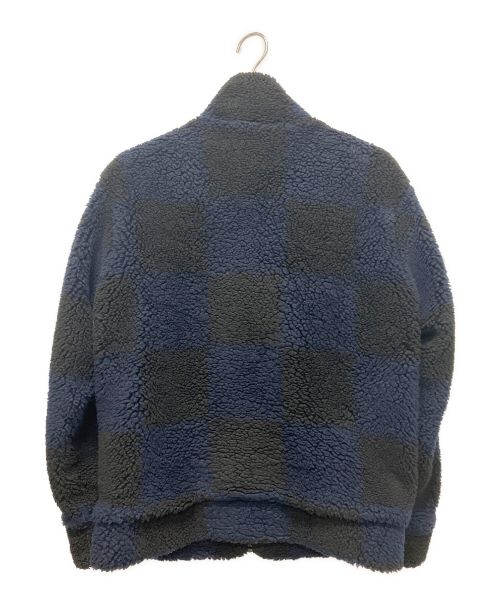 LOUIS VUITTON（ルイ ヴィトン）LOUIS VUITTON (ルイ ヴィトン) ロゴ刺繍ダミエボアフリースブルゾン ネイビー サイズ:XSの古着・服飾アイテム