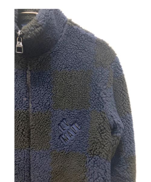 LOUIS VUITTON（ルイ ヴィトン）LOUIS VUITTON (ルイ ヴィトン) ロゴ刺繍ダミエボアフリースブルゾン ネイビー サイズ:XSの古着・服飾アイテム