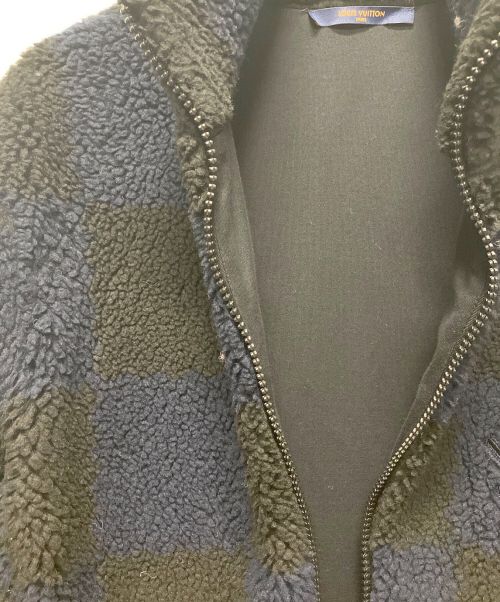 LOUIS VUITTON（ルイ ヴィトン）LOUIS VUITTON (ルイ ヴィトン) ロゴ刺繍ダミエボアフリースブルゾン ネイビー サイズ:XSの古着・服飾アイテム