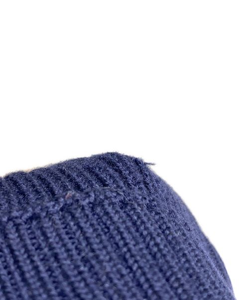 MONCLER（モンクレール）MONCLER (モンクレール) ファー付きパッチロゴニット帽 ネイビー サイズ:XLの古着・服飾アイテム