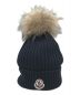 MONCLER（モンクレール）の古着「ファー付きパッチロゴニット帽」｜ネイビー
