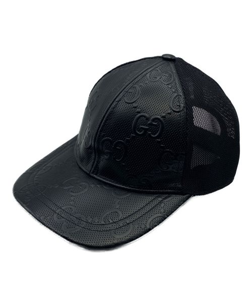GUCCI（グッチ）GUCCI (グッチ) GGエンボス ベースボールキャップ ブラック サイズ:Mの古着・服飾アイテム