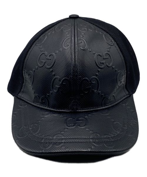 GUCCI（グッチ）GUCCI (グッチ) GGエンボス ベースボールキャップ ブラック サイズ:Mの古着・服飾アイテム
