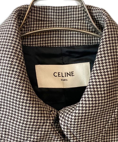 CELINE（セリーヌ）CELINE (セリーヌ) ハウンドトゥースコート グレー サイズ:40の古着・服飾アイテム