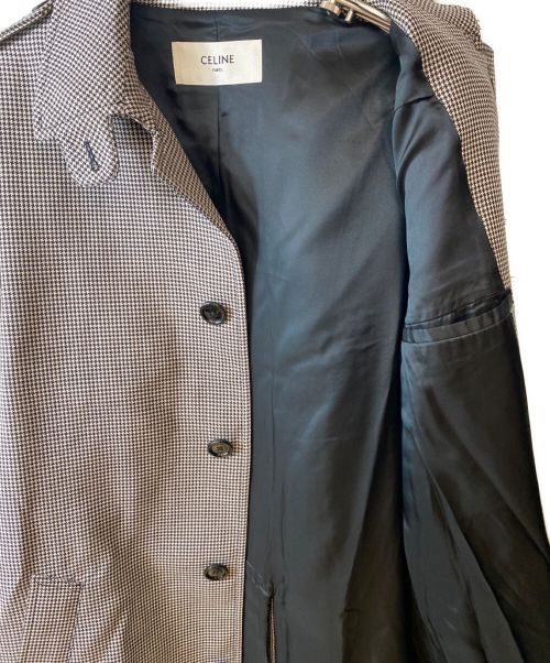 CELINE（セリーヌ）CELINE (セリーヌ) ハウンドトゥースコート グレー サイズ:40の古着・服飾アイテム