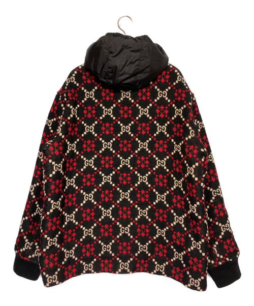 GUCCI（グッチ）GUCCI (グッチ) Macro GG diamond wool jacket ブラック×レッド サイズ:52の古着・服飾アイテム