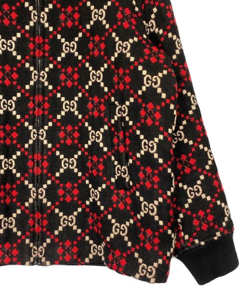 GUCCI（グッチ）GUCCI (グッチ) Macro GG diamond wool jacket ブラック×レッド サイズ:52の古着・服飾アイテム