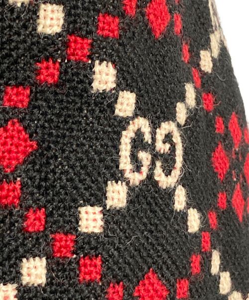 GUCCI（グッチ）GUCCI (グッチ) Macro GG diamond wool jacket ブラック×レッド サイズ:52の古着・服飾アイテム