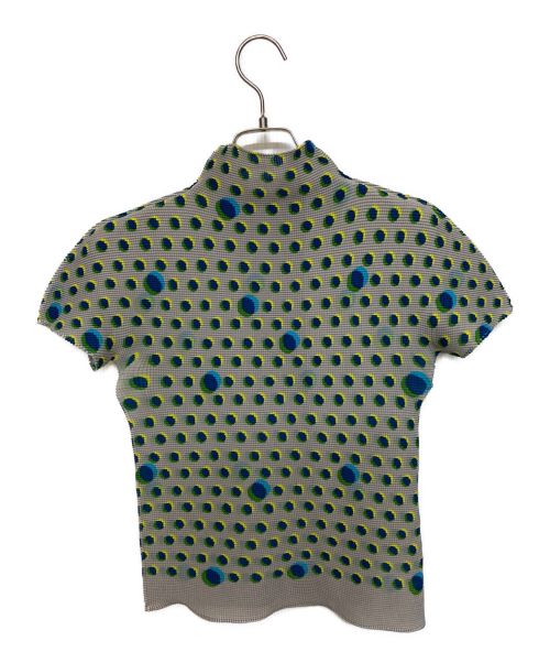 me ISSEY MIYAKE（ミーイッセイ ミヤケ）me ISSEY MIYAKE (ミーイッセイ ミヤケ) ドット総柄メッシュカットソー グレー・マルチカラー サイズ:-の古着・服飾アイテム