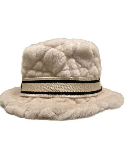 Christian Dior（クリスチャン ディオール）Christian Dior (クリスチャン ディオール) カナージュファーバケットハット アイボリー サイズ:56の古着・服飾アイテム