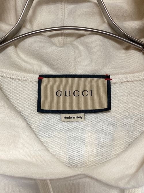 GUCCI（グッチ）GUCCI (グッチ) カレッジプリントパーカー ベージュ サイズ:XSの古着・服飾アイテム