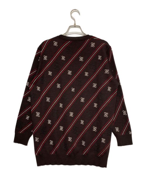 FENDI（フェンディ）FENDI (フェンディ) ストライプロゴ柄ニット ブラウン サイズ:SIZE 52の古着・服飾アイテム