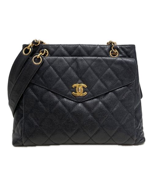 CHANEL（シャネル）CHANEL (シャネル) マトラッセチェーンショルダーバッグ ブラックの古着・服飾アイテム