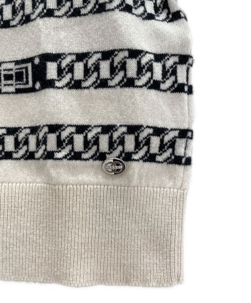 CHANEL（シャネル）CHANEL (シャネル) チェーンバックルニット ホワイト×ブラック サイズ:40の古着・服飾アイテム