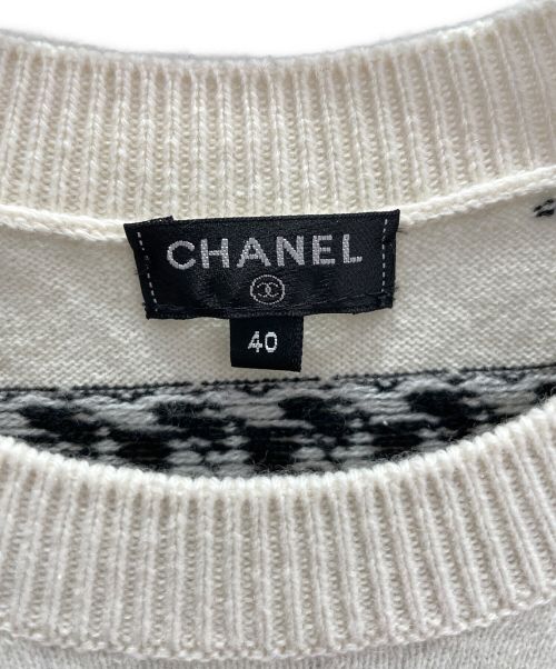 CHANEL（シャネル）CHANEL (シャネル) チェーンバックルニット ホワイト×ブラック サイズ:40の古着・服飾アイテム