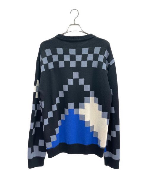 LOUIS VUITTON（ルイ ヴィトン）LOUIS VUITTON (ルイ ヴィトン) LVフェアアイルマクロクルーネックニット ブラック×ブルー サイズ:Lの古着・服飾アイテム
