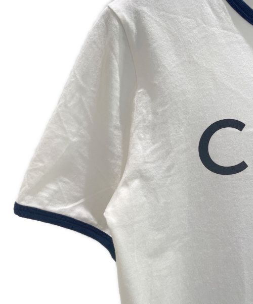 CELINE（セリーヌ）CELINE (セリーヌ) トリオンフロゴリンガーTシャツ ホワイト×ネイビー サイズ:XSの古着・服飾アイテム