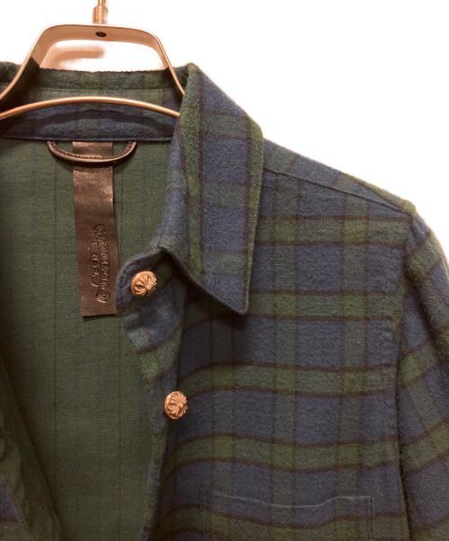 CHROME HEARTS（クロムハーツ）CHROME HEARTS (クロムハーツ) メタルボタンチェックシャツ グリーン サイズ:Sの古着・服飾アイテム