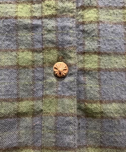 CHROME HEARTS（クロムハーツ）CHROME HEARTS (クロムハーツ) メタルボタンチェックシャツ グリーン サイズ:Sの古着・服飾アイテム