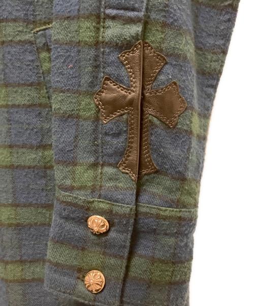CHROME HEARTS（クロムハーツ）CHROME HEARTS (クロムハーツ) メタルボタンチェックシャツ グリーン サイズ:Sの古着・服飾アイテム